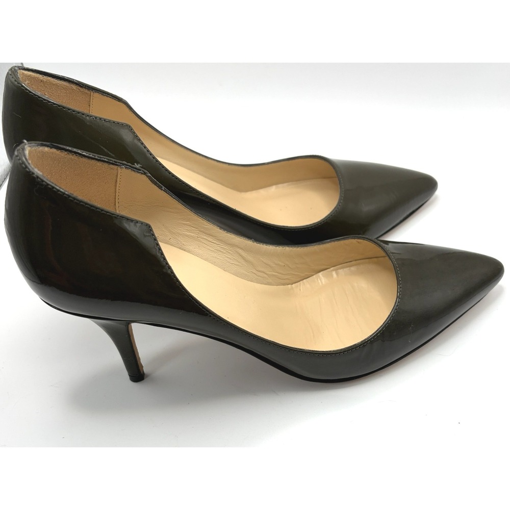 Kate Spade New York Green Patent Leather Pointed Toe Pumps Asymmetrical Heel 8B